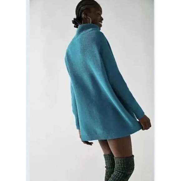 Free People 100% Cashmere Ottoman Tunic in Teal Size Small Oversized -fits to XL - Picture 2 of 4